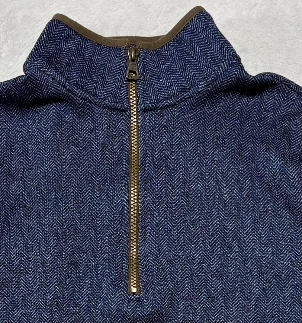 Weatherproof Sweater Mens Small Blue Herringbone Quarter Zip Fleece